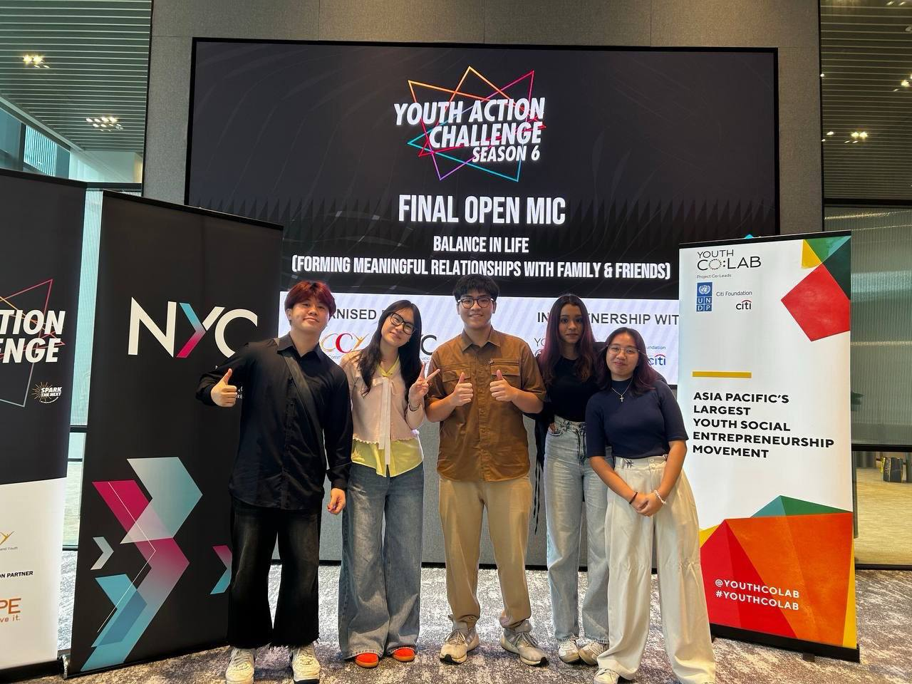 The Harmonics founding team at Youth Action Challenge Season 6 Final Open Mic